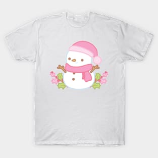 Christmas Pink Snowman T-Shirt